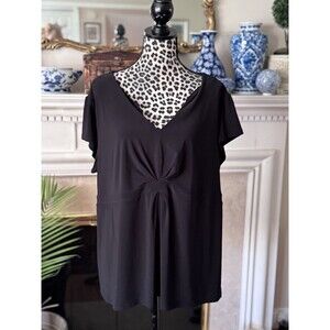 Cato Black Tunic Top Cap Sleeve Plus Size Blouse Elegant Size 22W/24W New